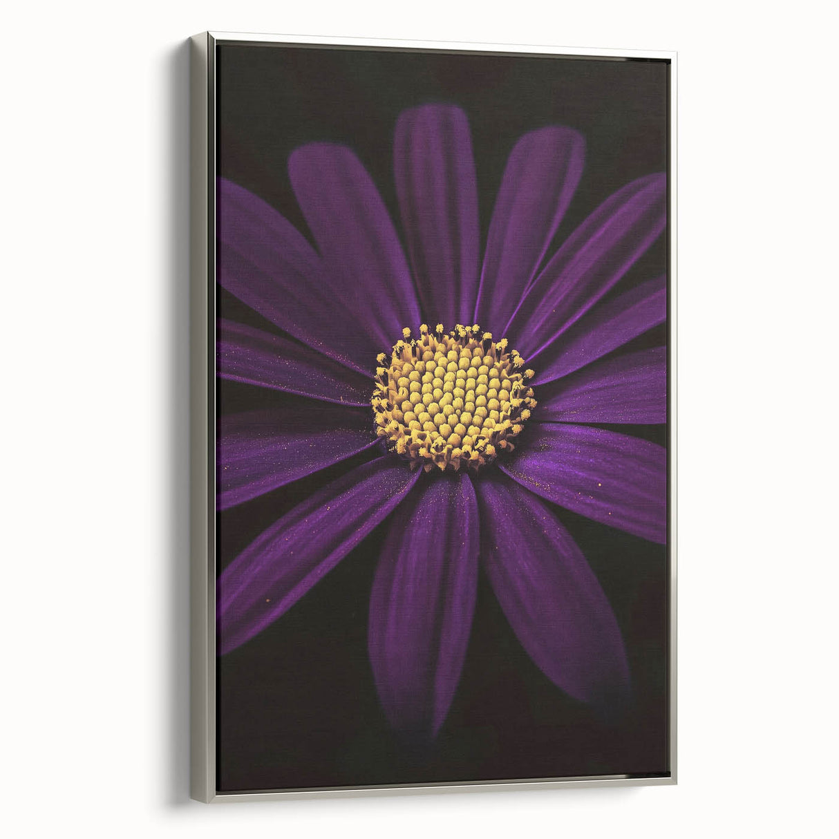 Framed canvas depicting a vintage-style landscape with vivid colors and black accents, suitable for living room decor.