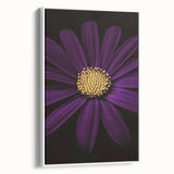 Vintage poster art depicting colorful florals on a large framed canvas, ideal for living room decor.