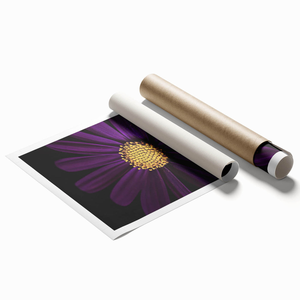 Close-up floral art on a rolled print, featuring vibrant pink and green tones, suitable for classy bathroom ambiance.
