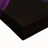 Large art of a black and white landscape painting on stretched canvas, featuring detailed floral designs.