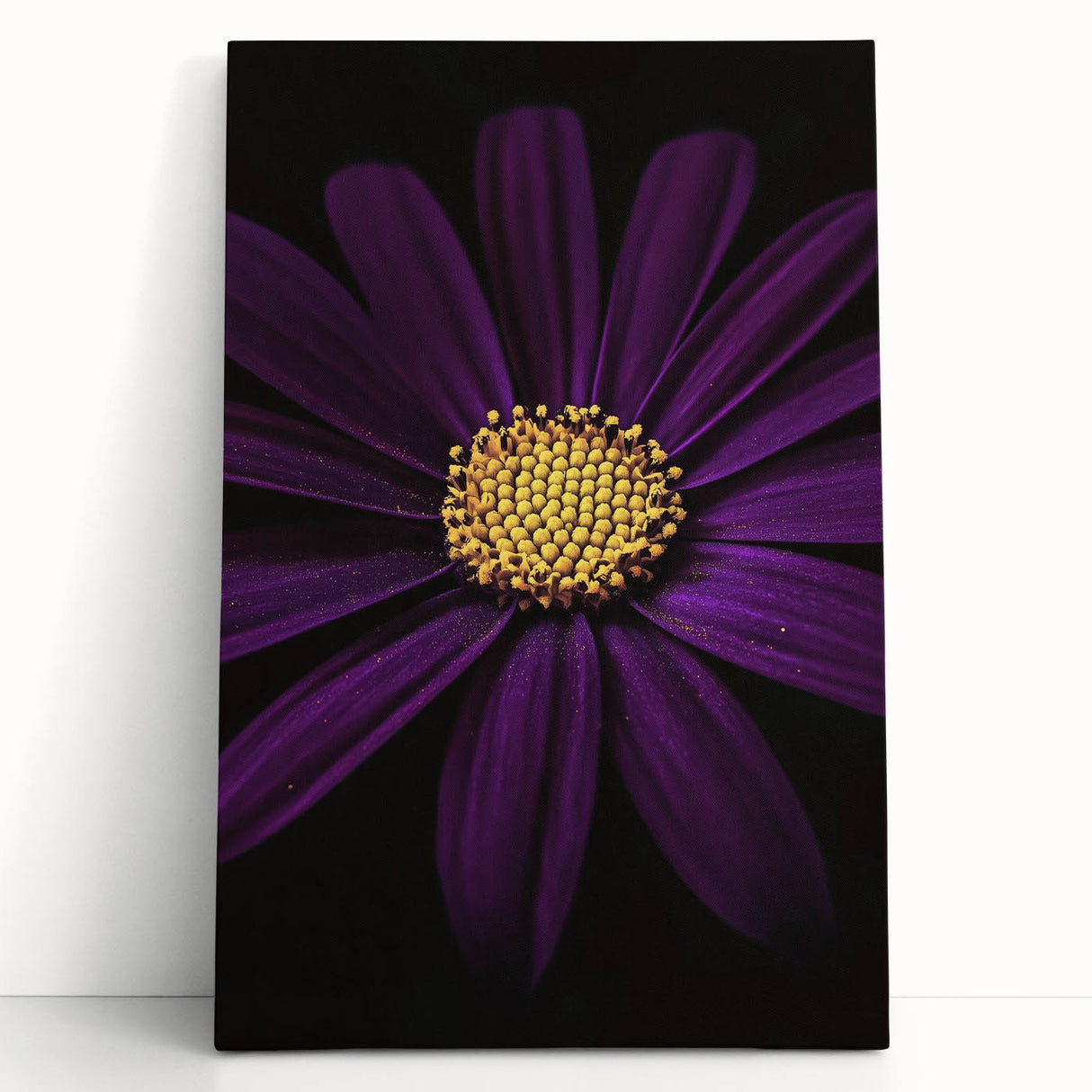Black and white close-up floral photograph on stretched canvas, ideal for kitchen wall art or bedroom ambiance.