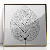 Large art print of close-up leaves in gold tones, framed acrylic, mid-century modernist style, suitable for nursery wall art.
