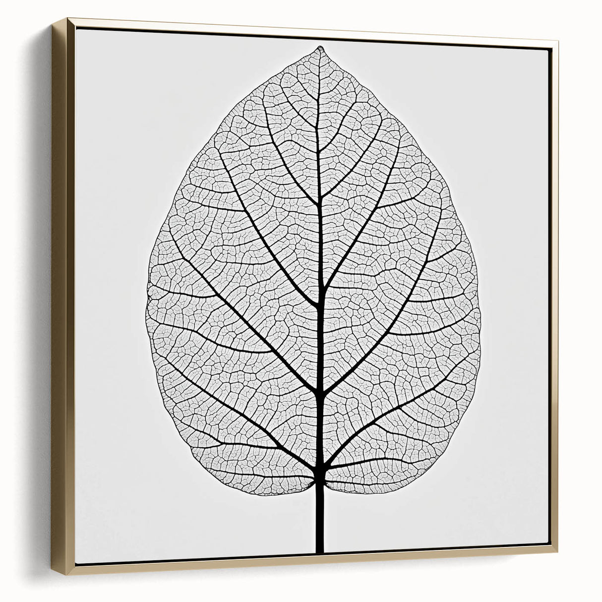 Silver and gold leaves close-up on a black background, framed canvas, ideal for bedroom wall decor.
