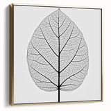 Silver and gold leaves close-up on a black background, framed canvas, ideal for bedroom wall decor.