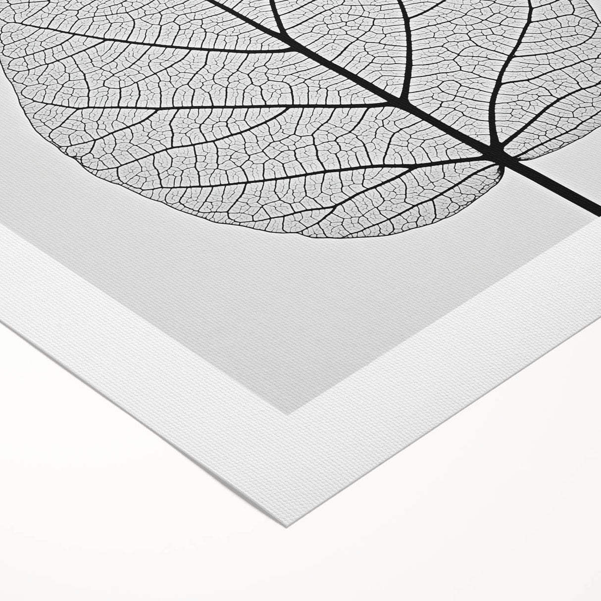 Art deco poster featuring close-up of green leaves on a rolled canvas, suitable for dining room wall art.