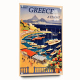 Retro Athens Travel Poster – Vintage Greece Seaside Art