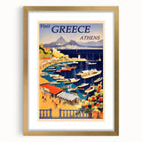 Retro Athens Travel Poster – Vintage Greece Seaside Art