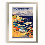 Retro Athens Travel Poster – Vintage Greece Seaside Art