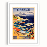 Retro Athens Travel Poster – Vintage Greece Seaside Art