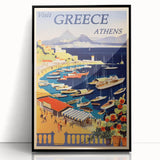Retro Athens Travel Poster – Vintage Greece Seaside Art