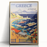 Retro Athens Travel Poster – Vintage Greece Seaside Art
