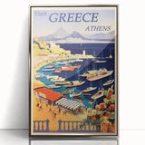 Retro Athens Travel Poster – Vintage Greece Seaside Art