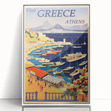 Retro Athens Travel Poster – Vintage Greece Seaside Art