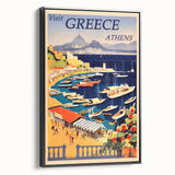 Retro Athens Travel Poster – Vintage Greece Seaside Art