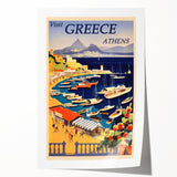 Retro Athens Travel Poster – Vintage Greece Seaside Art