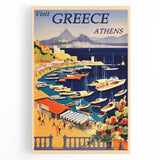 Retro Athens Travel Poster – Vintage Greece Seaside Art