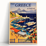Retro Athens Travel Poster – Vintage Greece Seaside Art