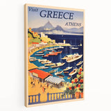 Retro Athens Travel Poster – Vintage Greece Seaside Art