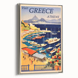 Retro Athens Travel Poster – Vintage Greece Seaside Art