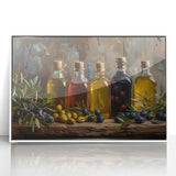 Rustic Olive Oil Bottles – Mediterranean Framed Kitchen Prints