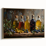Rustic Olive Oil Bottles – Mediterranean Framed Kitchen Prints