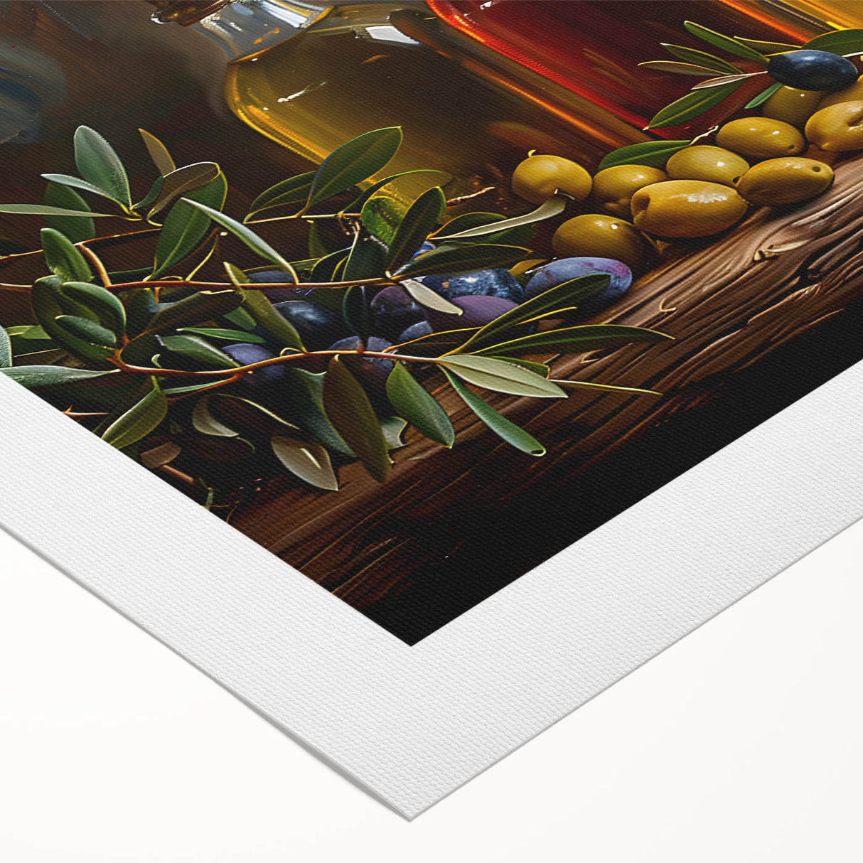 Rustic Olive Oil Bottles – Mediterranean Framed Kitchen Prints