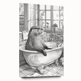 Bathroom Wall Art - Classic Otter in Vintage Bathtub Scene