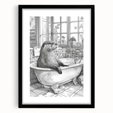 Bathroom Wall Art - Classic Otter in Vintage Bathtub Scene