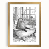 Bathroom Wall Art - Classic Otter in Vintage Bathtub Scene