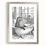 Bathroom Wall Art - Classic Otter in Vintage Bathtub Scene