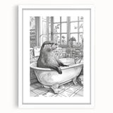 Bathroom Wall Art - Classic Otter in Vintage Bathtub Scene