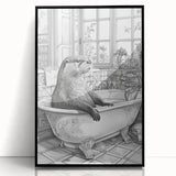 Bathroom Wall Art - Classic Otter in Vintage Bathtub Scene