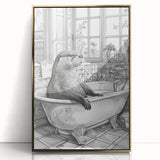 Bathroom Wall Art - Classic Otter in Vintage Bathtub Scene