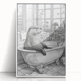 Bathroom Wall Art - Classic Otter in Vintage Bathtub Scene