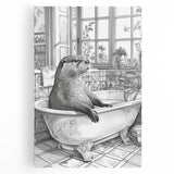 Bathroom Wall Art - Classic Otter in Vintage Bathtub Scene