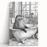 Bathroom Wall Art - Classic Otter in Vintage Bathtub Scene