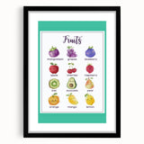 Fruits Chart - Kids Educational Wall Art Healthy Eating Print