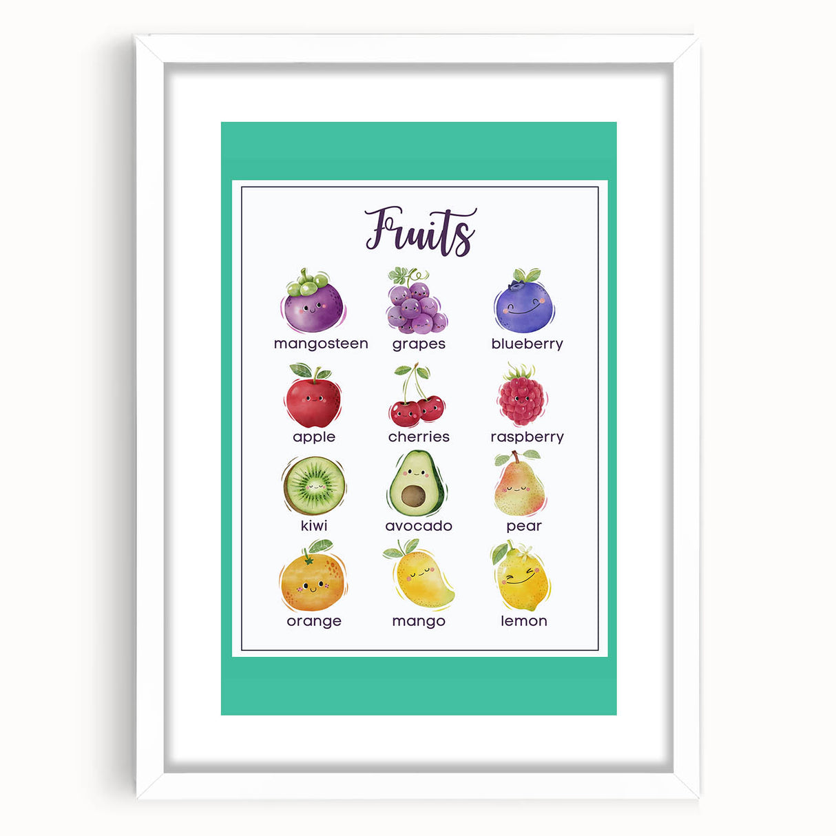Fruits Chart - Kids Educational Wall Art Healthy Eating Print