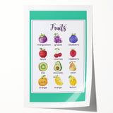 Fruits Chart - Kids Educational Wall Art Healthy Eating Print