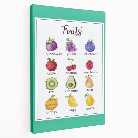 Fruits Chart - Kids Educational Wall Art Healthy Eating Print