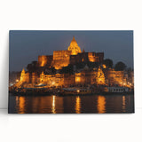 Black and white stretched canvas of Indian scenery, ideal for kitchen wall art or bedroom ambiance.