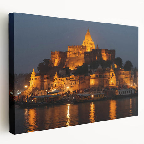 Large canvas print of a serene Indian landscape in soft earth tones, ideal for kitchen wall art.