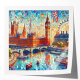 Extra large wall art featuring a floral London scenery on a rolled print, ideal for dining room decor.