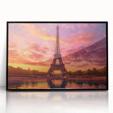 Large abstract wall art depicting a Parisian scene in muted gray and blue tones on a framed acrylic.