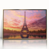 Art deco poster of Paris scenery in gold and black tones on framed acrylic, suitable for modern art wall decor.