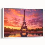 Vintage poster art of Paris with colorful elements on extra large framed canvas, ideal for living room decor.
