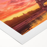 Art deco poster of Paris skyline in muted gray tones on rolled canvas, suitable for dining room wall art.