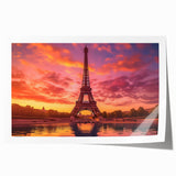 Extra large rolled print of Paris scenery with floral accents in muted colors, ideal for art wall dining room.