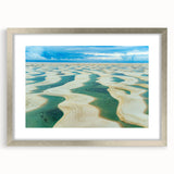 Textured abstract art print depicting a vibrant, colorful Brazilian landscape on a silver-framed canvas.