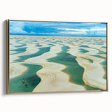 Framed canvas depicting a vintage-style Brazilian landscape in muted gold and black tones, ideal for bedroom wall art.